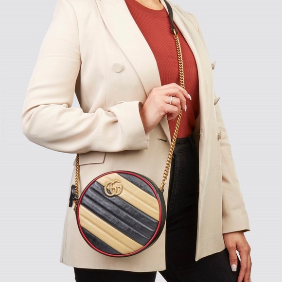 ‼️sold‼️Gucci Marmont Mini Round Striped - Picture 16 of 16
